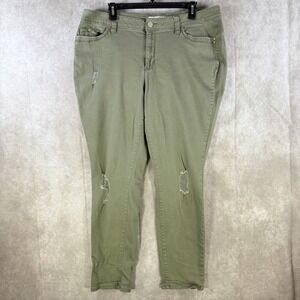 YMI Wanna Betta Butt Jeans Women 18 Green Mid Rise Stretch Distressed Straight